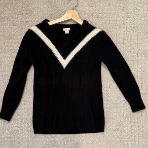 Jcrew Black Sweater with White Chevron